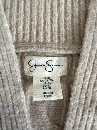 Jessica Simpson Damen Pullover Zopfmuster Strick Beige Gr. XL