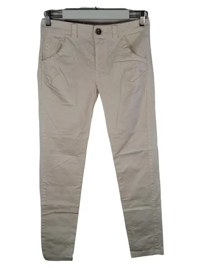 Maryley Stoffhose Damen Weiß Gepunktet Gr. 38 Made in Italy Casual