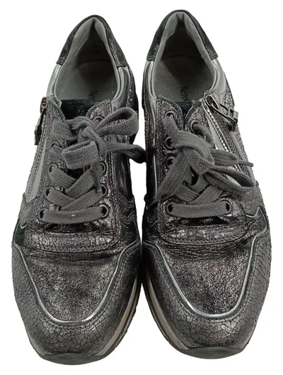 NeroGiardini Damen Sneaker Low Metallic Glitzer Silber Gr. 37 Made in Italy