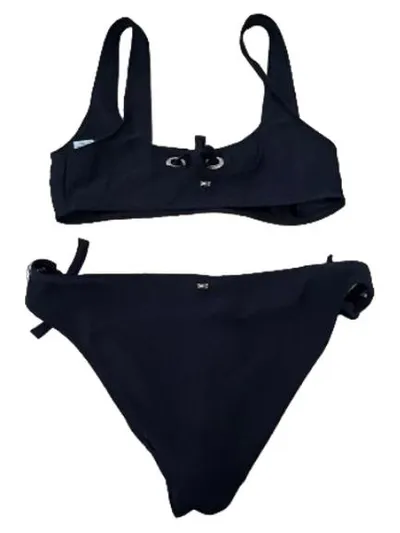 Tommy Hilfiger Bikini Damen Schwarz Schnürung Ringe Gr. 36
