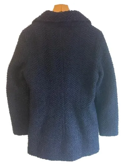 SPOOM Damen Wollmantel Gr. 34/XS Navy Fischgrät Asymmetrisch