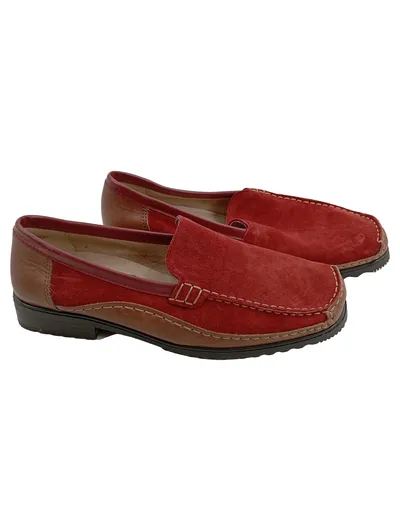 ara René Damen Mokassin Slipper Gr. 40 Rot Wildleder Leder Loafer