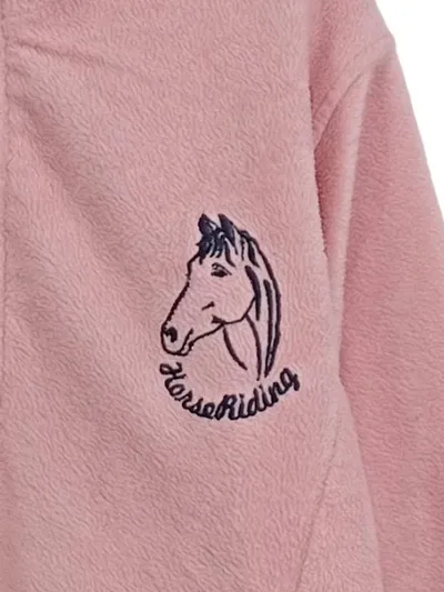 Fleecepullover Kinder Mädchen Rosa Pferd Horse Riding Gr. 146/152