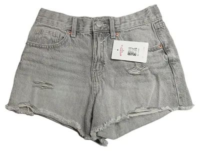 Zara Destroyed Denim Shorts Kinder Mädchen Freizeit Cut-Outs Grau Gr. 146