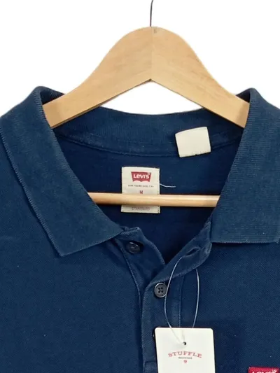 Levi's Herren Poloshirt Gr. M Blau Kurzarm Baumwolle Casual