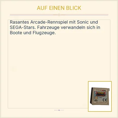 Sonic All-Stars Racing Transformed Nintendo 3DS SEGA Rennspiel
