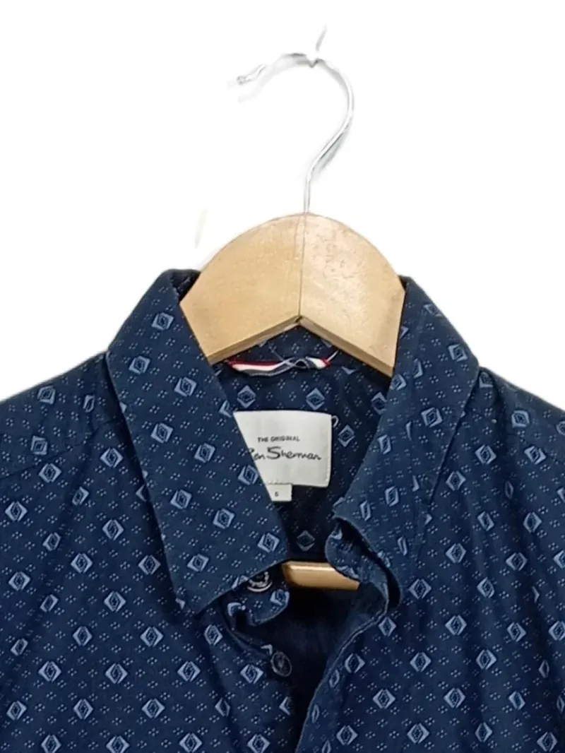 Ben Sherman Herren Freizeithemd Gr. S Blau Geometrisch Muster Langarm 2