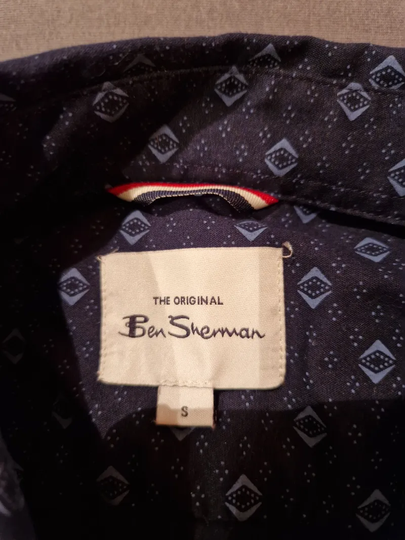 Ben Sherman Herren Freizeithemd Gr. S Blau Geometrisch Muster Langarm 5