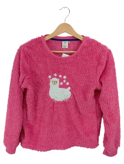 Lily & Dan Mädchen Fleecepullover Lama Motiv Pink Gr. 146/152