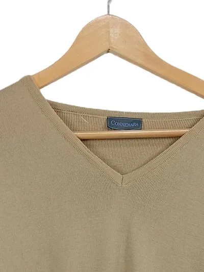 Connemara Herren Pullover V-Ausschnitt Merinowolle Beige Gr. L