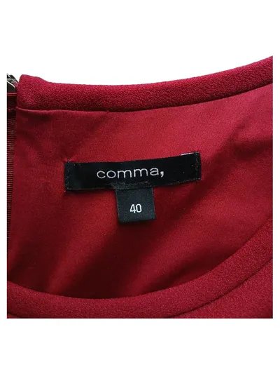 Comma Etuikleid Damen Gr. 40 Rot Elegant Cut-Out Lederdetail Kleid
