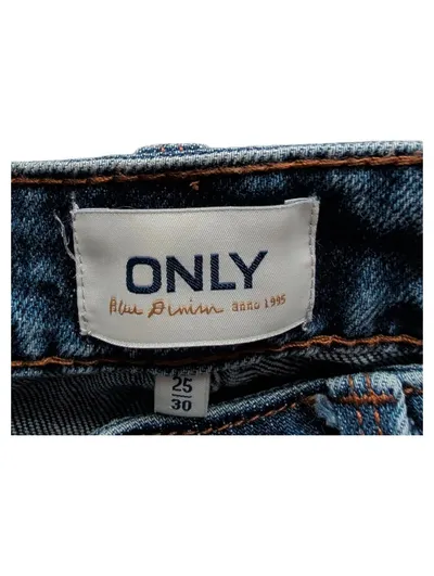 ONLY Mom Jeans Damen W25 L30 Blau High Waist Blue Denim Straight Crop
