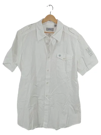 MEXX Herren Kurzarm Hemd Weiß Casual Baumwolle Gr. XL
