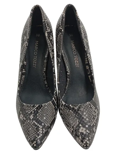 Marco Tozzi Damen Pumps Gr. 38 Schlangenoptik Grau Stiletto Animal-Print