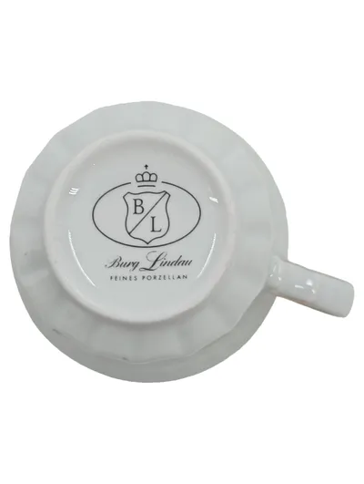 Burg Lindau Kaffeetasse Porzellan Rotkehlchen Vogel Goldrand Feines Porzellan