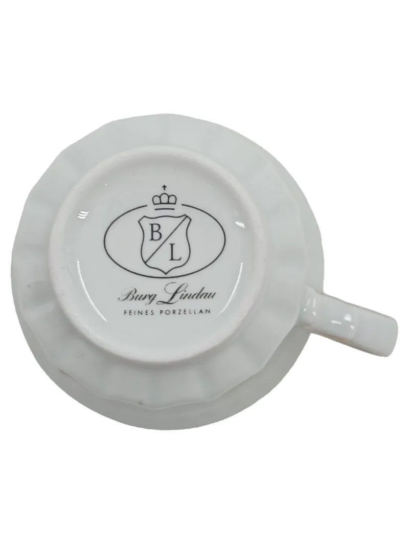 Burg Lindau Kaffeetasse Porzellan Rotkehlchen Vogel Goldrand Feines Porzellan 2