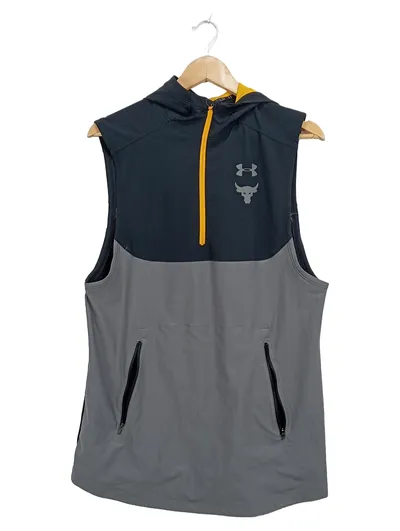 Under Armour Project Rock Herren Funktionsweste Kapuze Gr. M Grau