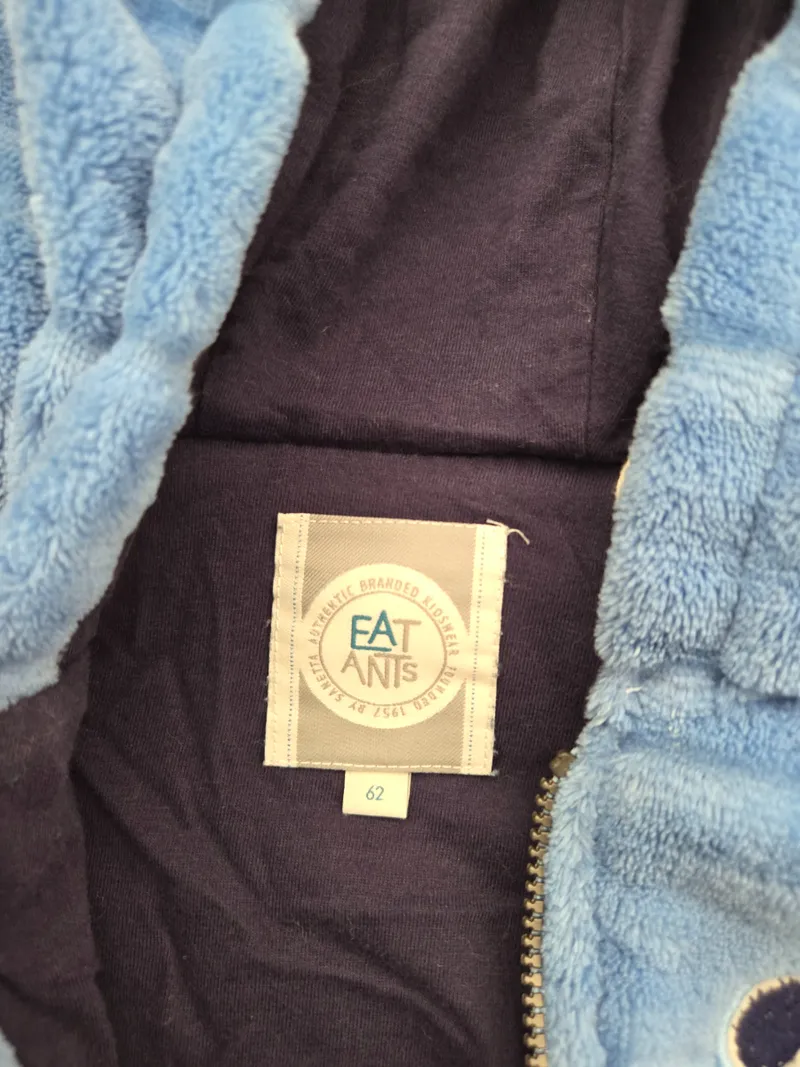 Eat Ants Baby Jacke Gr. 62 Blau Fleece Kapuze Panda Motiv 2