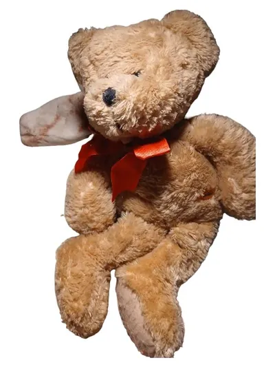 Bambia Teddybär Plüschtier 28cm beige mit roter Schleife Kuscheltier