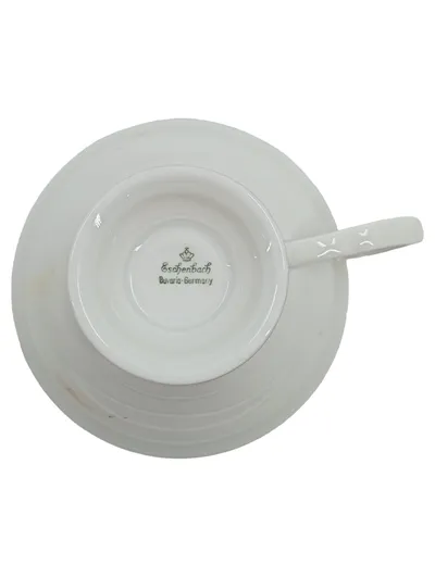 Eschenbach Bavaria Germany Suppentasse Porzellan Goldrand Blumenmuster Weiß