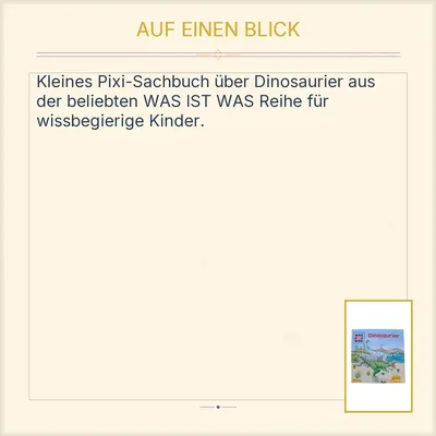WAS IST WAS Dinosaurier Pixi Buch Carlsen Sachbuch Kinder Dinosaurier