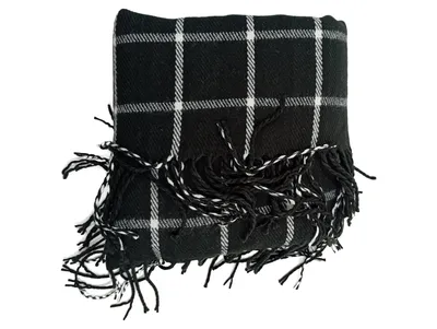 ONLY Karierter Schal Poncho mit Fransen Damen One Size Schwarz Klassisch