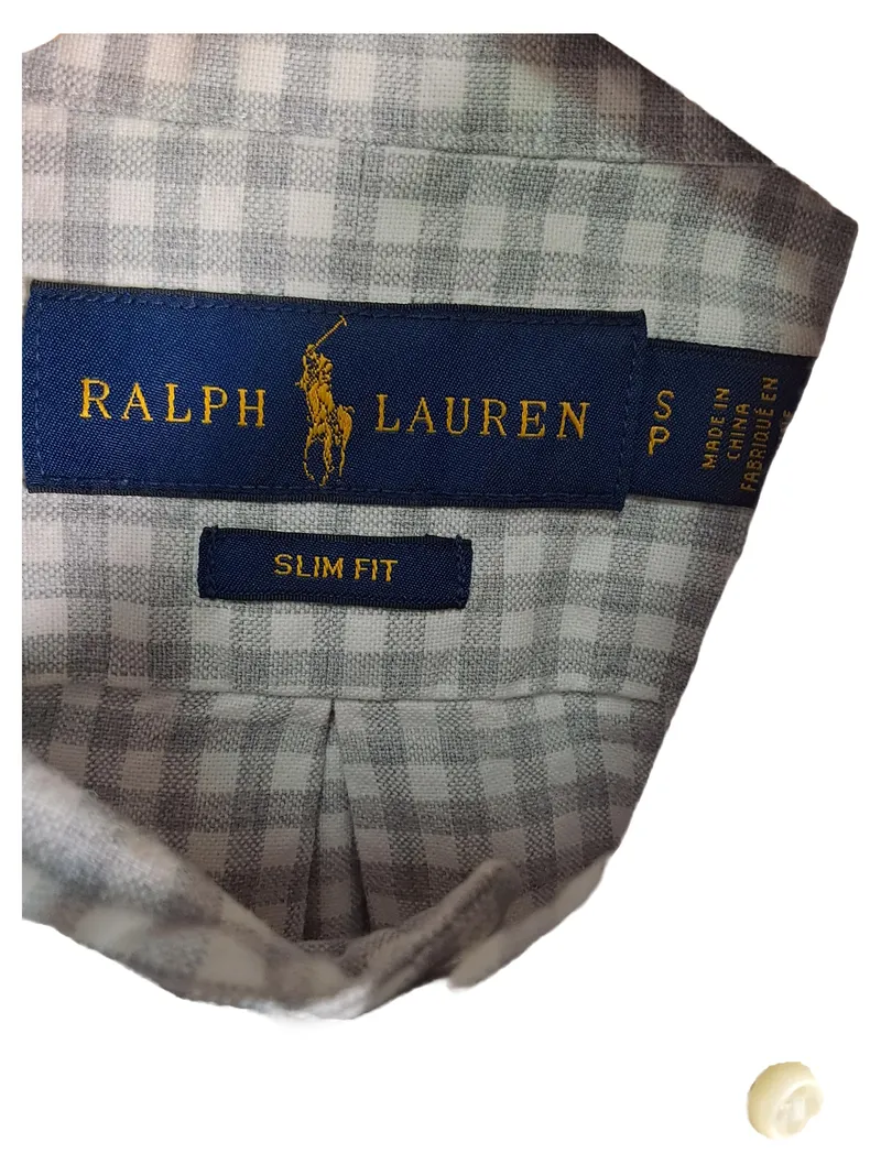Ralph Lauren Herren Hemd Slim Fit Button-Down Kariert Grau Gr. S 2