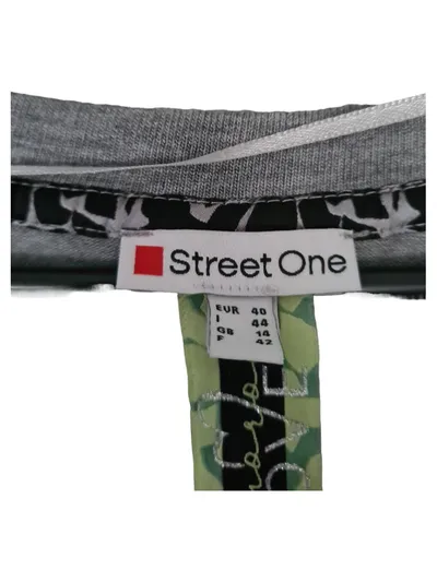 Street One Damen Pullover Shirt Lippenprint Gr. 40/L Grau Strass