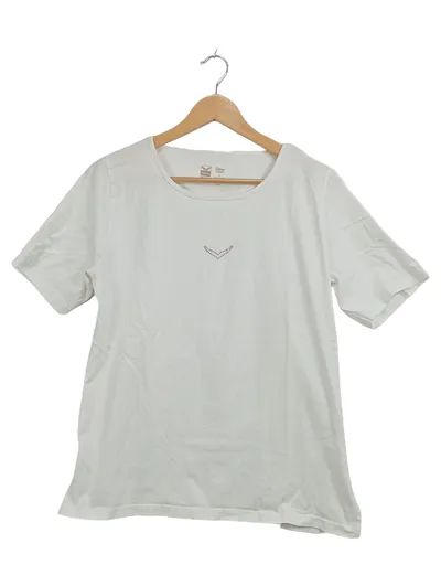 Trigema Damen T-Shirt Gr. L Weiß Basic Kurzarm Baumwolle