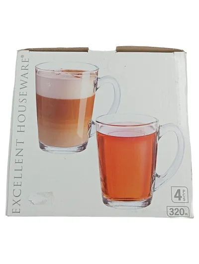 Excellent Houseware Gläser Set 4 Stück 320ml Latte Macchiato Tee Glas