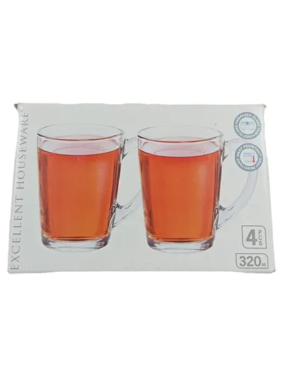 Excellent Houseware Gläser Set 4 Stück 320ml Latte Macchiato Tee Glas