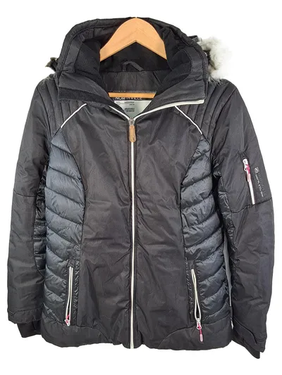 Northville Damen Skijacke Gr. 40 Schwarz Kapuze Fellbesatz Wasserdicht