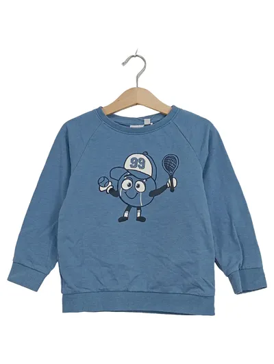 NAME IT Kinder Pullover Sweatshirt Gr. 98 Blau Tennis Motiv Jungen