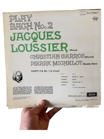Jacques Loussier Trio – Play Bach No. 2 LP Vinyl Decca SLK 16668