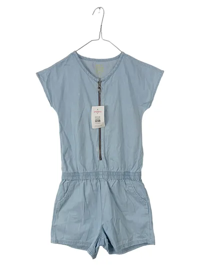 TCM Tchibo Mädchen Jumpsuit Gr. 134/140 Jeansoptik Blau Reißverschluss