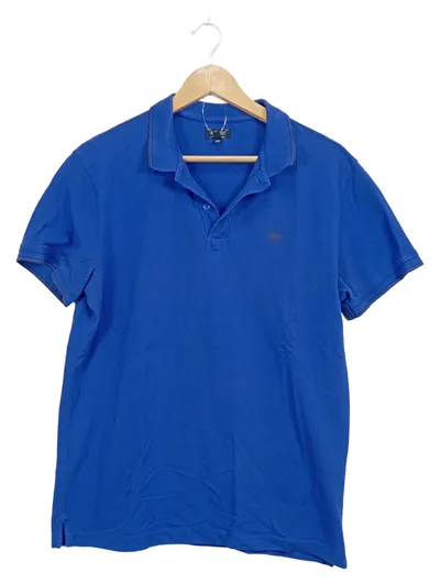 Armani Jeans Herren Poloshirt Gr. L Blau Kurzarm Logo