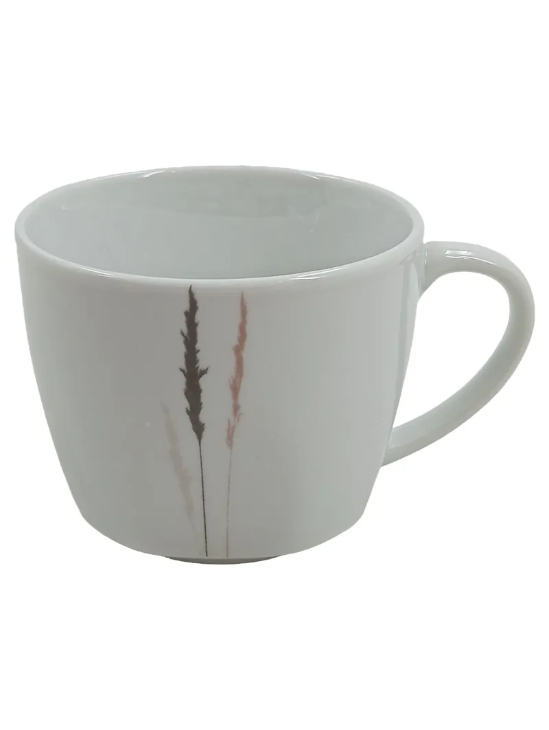 casa NOVA Tasse Porzellan Weiß Grashalm-Motiv 250ml Minimalistisch 1