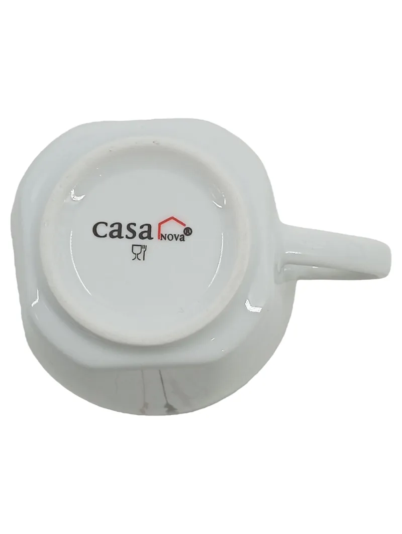 casa NOVA Tasse Porzellan Weiß Grashalm-Motiv 250ml Minimalistisch 2