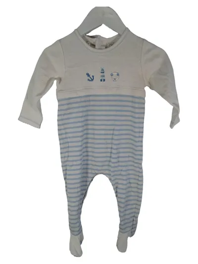 Emile et Rose Baby Strampler Einteiler Gr. 68 Maritim Streifen Weiß Blau