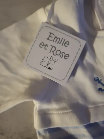 Emile et Rose Baby Strampler Einteiler Gr. 68 Maritim Streifen Weiß Blau