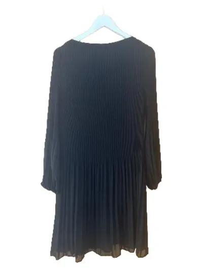 BOSS Damen Kleid Schwarz Plissee Langarm Festlich Gr. 40