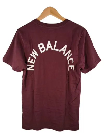 New Balance T-Shirt Herren Gr. M Bordeaux Logo Print Kurzarm Sportshirt