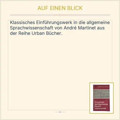 Grundzüge der Allgemeinen Sprachwissenschaft André Martinet Urban Bücher