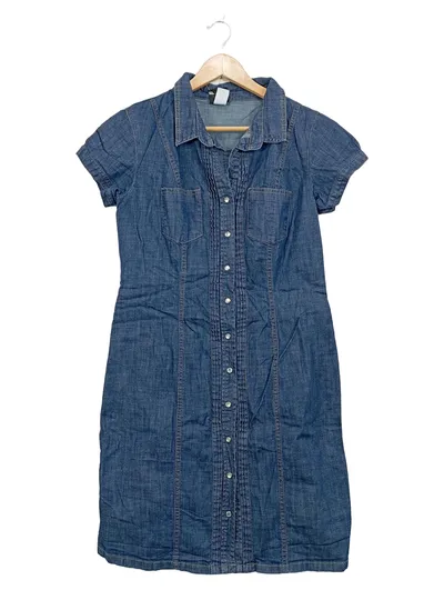 Best Connections Jeanskleid Damen Hemdblusenkleid Gr. 40 Blau Kurzarm