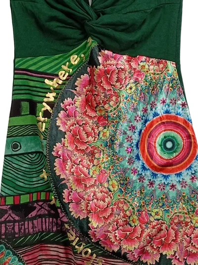 Desigual Damen Freizeitkleid Gr. S Grün Bunt Bohemian Mandala Muster