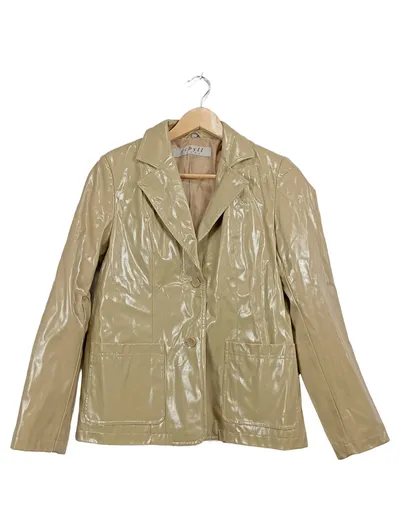 Cibyll Jeans Damen Blazer Gr. 38 Beige Metallic Lackoptik Elegant