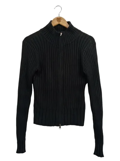 Miss H. Damen Strickjacke Rippstrick Reißverschluss Schwarz Gr. M