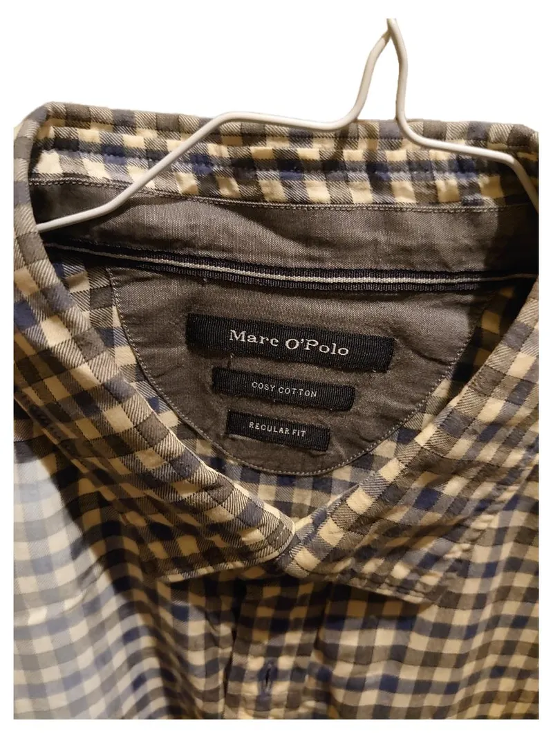 Marc O'Polo Herren Freizeithemd Kariert Blau Baumwolle Gr. XXL 2