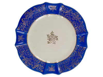Alka Bavaria Teller Blau Gold Blumenmuster Porzellan Sammelteller 665