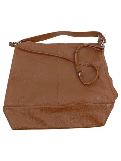 Santini Damen Handtasche Leder Cognac Braun Beuteltasche Made in Italy